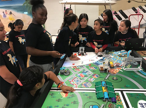 A FIRST LEGO League team from Compton Unified School District competes in California.