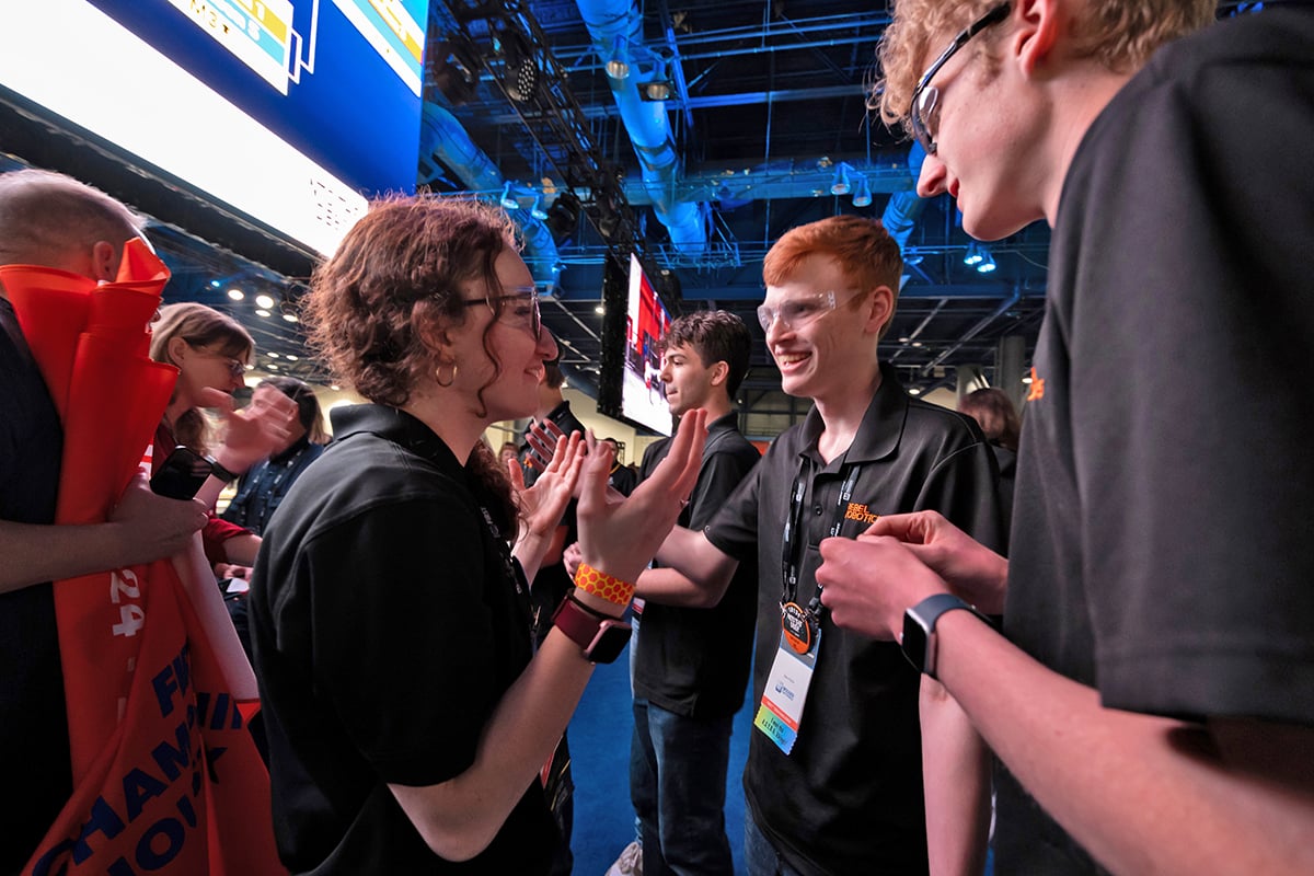 FIRST Tech Challenge students discussing strategy at FIRST Championship