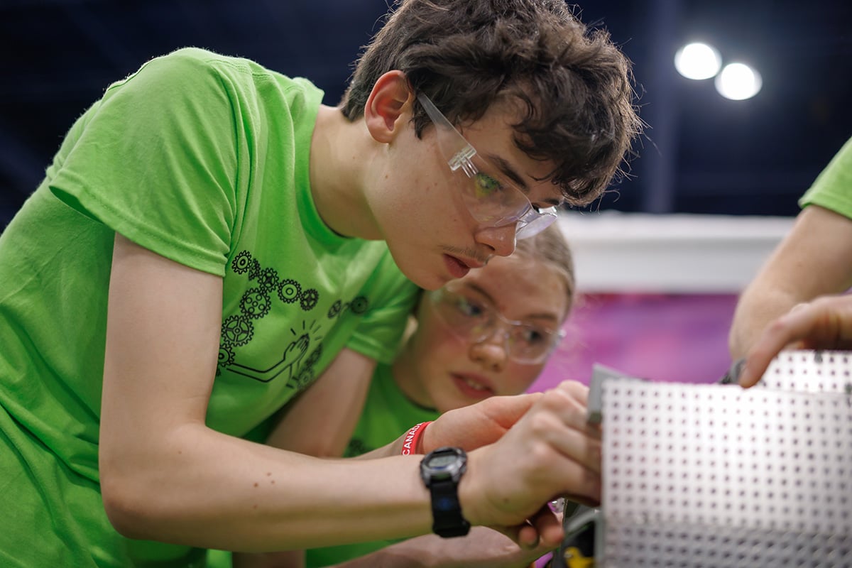 FIRST Tech Challenge student participants driving robots at 2026 FIRST Championship