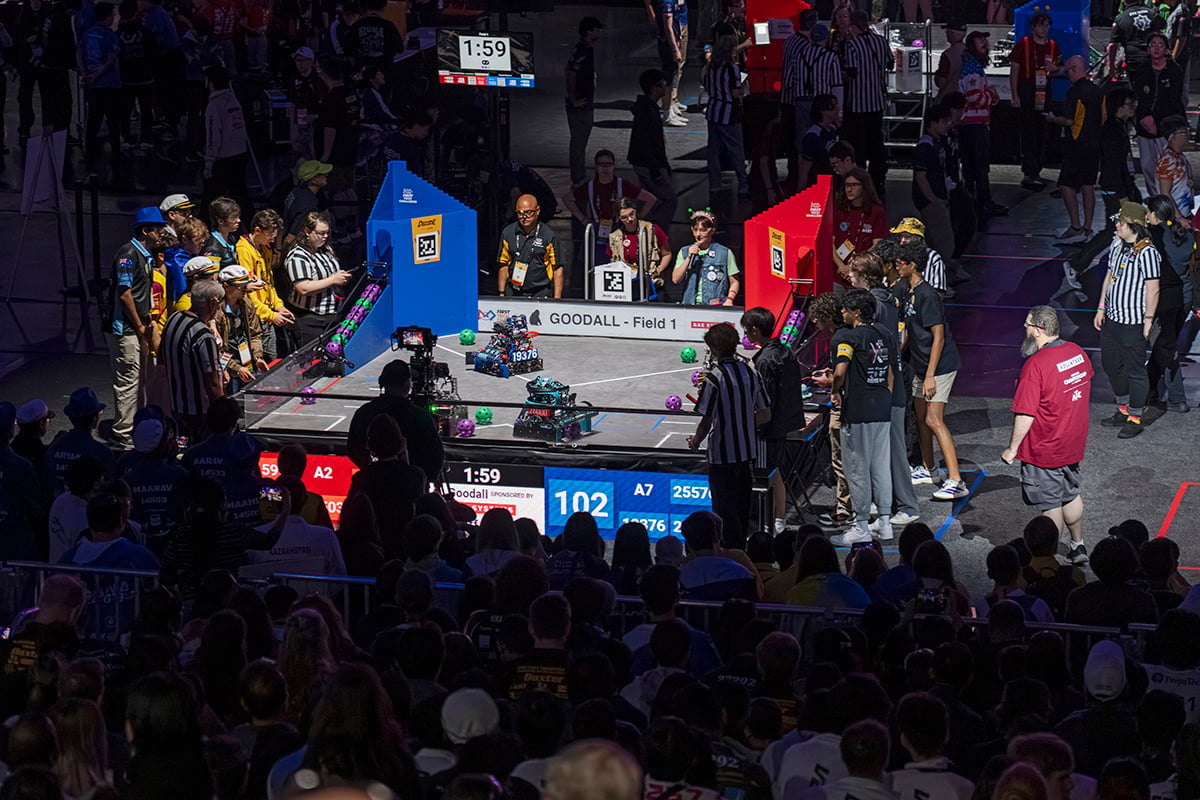 Crowd watching FIRST Tech Challenge students compete at 2026 FIRST Championship