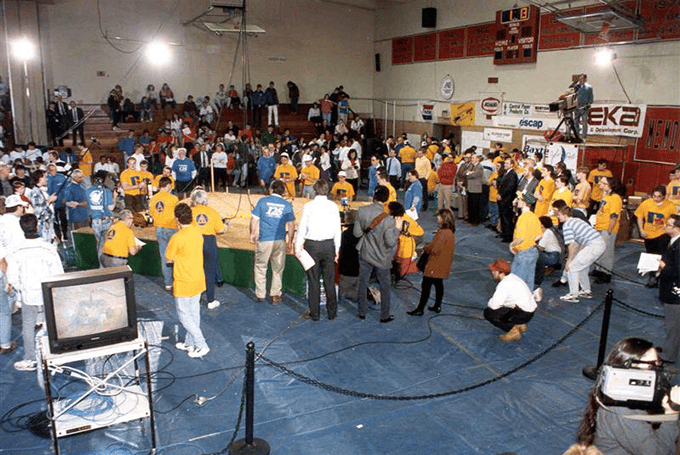 Teams compete at the original FIRST Competition in 1992 in New Hampshire.