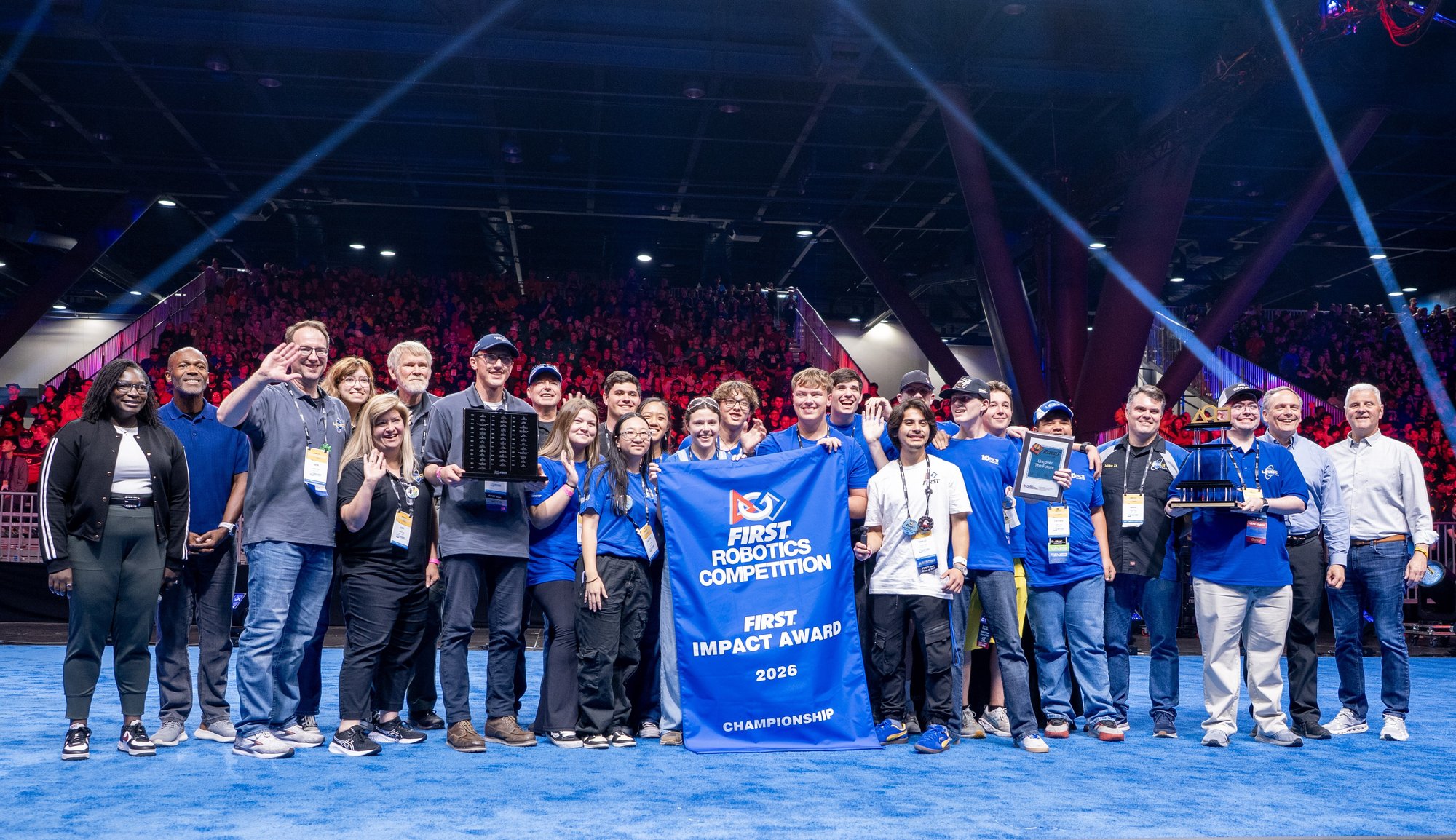 A photo of the 2026 FIRST Impact Award winning team
