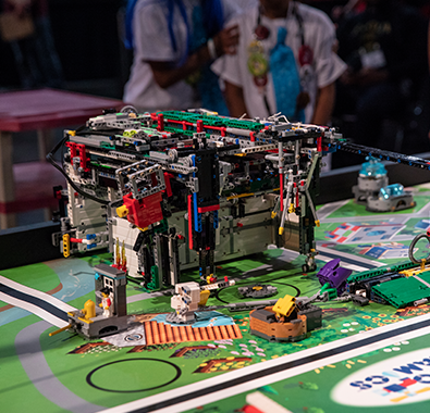 FIRST LEGO League robot at competition