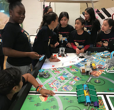 A FIRST LEGO League team from Compton Unified School District competes in California.