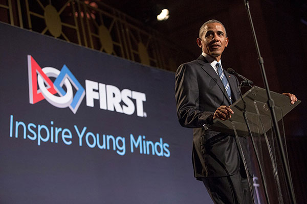 FIRST honors President Barack Obama for his significant contributions to spreading the mission and impact of FIRST