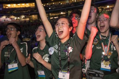 Cheering team at 2018 FIRST Championship Houston