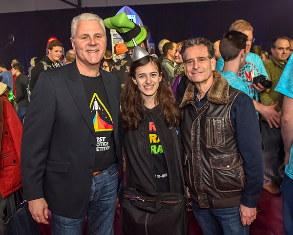 FIRST President Don Bossi and FIRST Founder Dean Kamen with a student from FIRST Robotics Competition Team 1922 at Kickoff.
