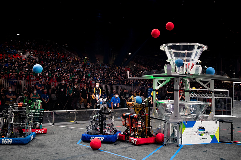 Crowds cheer during the exciting closing matches at FIRST Championship.