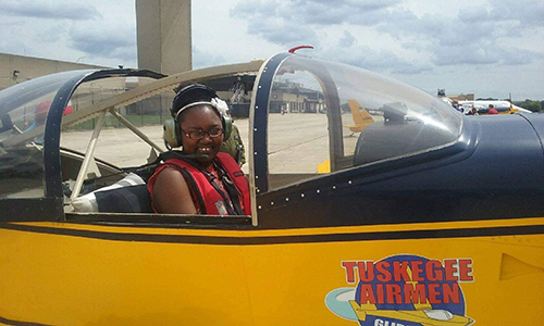Nialah Crosby, part of the Tuskegee Airmen Young Eagles Program”