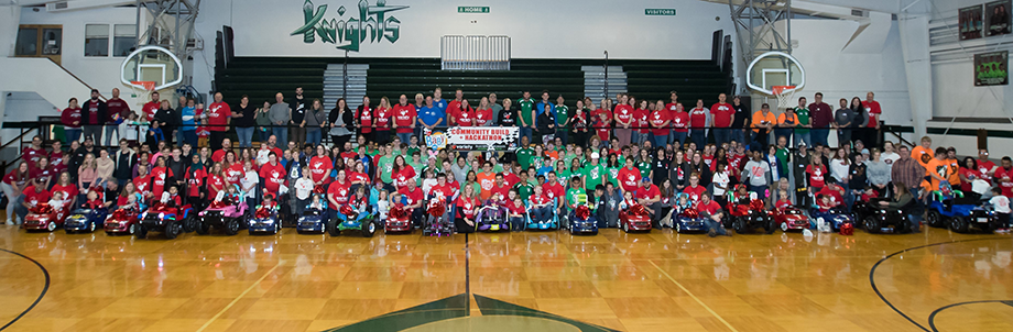 FIRST Robotics Competition team build teams join with the families to show off their new rides!