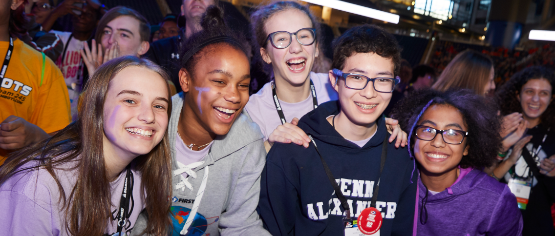 Kids at a FIRST robotics event