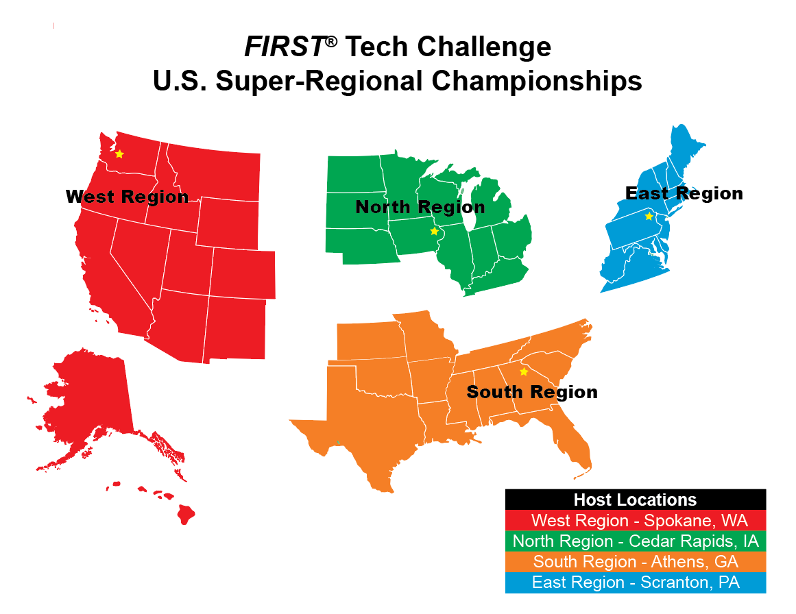 2017-2018 Super Regionals Map